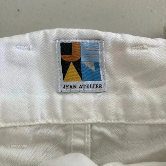 Jean Atelier High Waist Belted Wide Leg Jeans Cropped‎ Size 27 White Wash - Picture 6 of 11